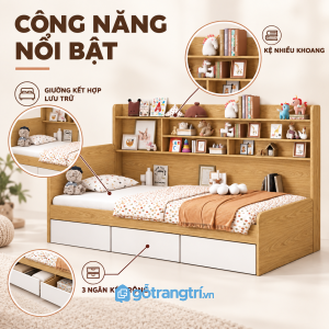 Hệ giá sách tích hợp ngay đầu giường