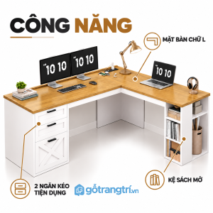 Hệ ngăn kéo và kệ giúp góc làm việc gọn hơn