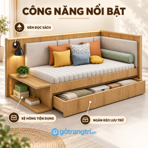 Hộc kéo và kệ bên hông tăng diện tích lưu trữ