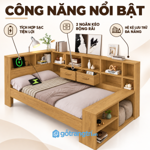 Kệ đầu giường tăng khả năng lưu trữ