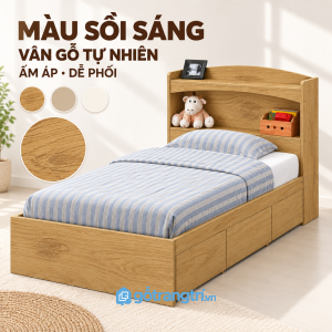 Kệ đầu giường tích hợp, thuận tiện để đồ
