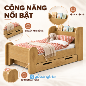 Kệ đầu giường và hộc kéo tăng không gian lưu trữ