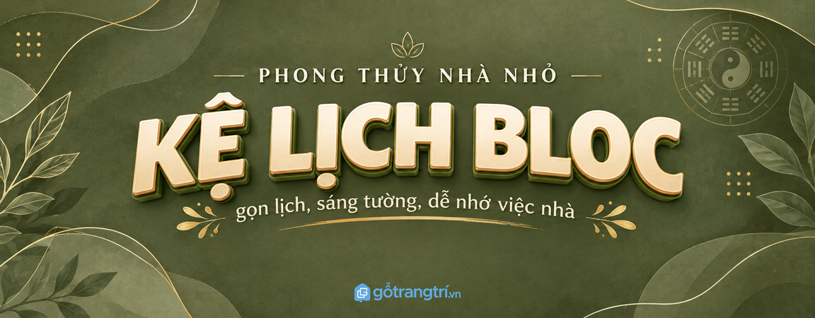 Kệ lịch bloc phong thủy cho lối vào nhỏ: gọn lịch, sáng tường và dễ nhớ việc nhà