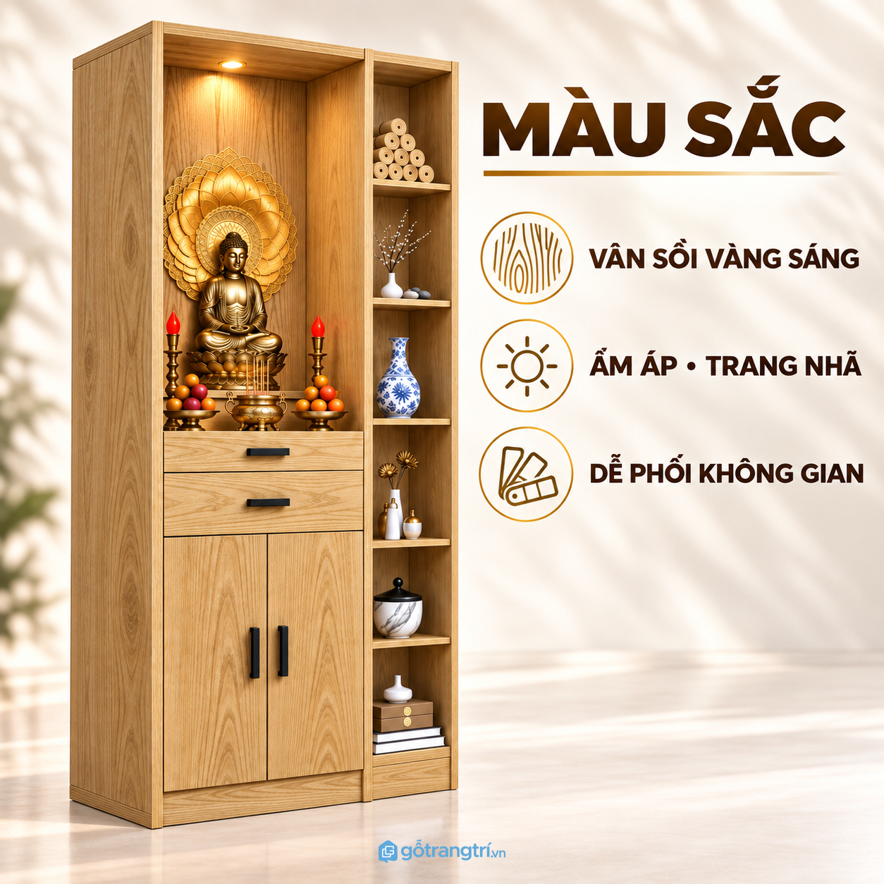 Kệ mở bên hông tăng thêm không gian sử dụng