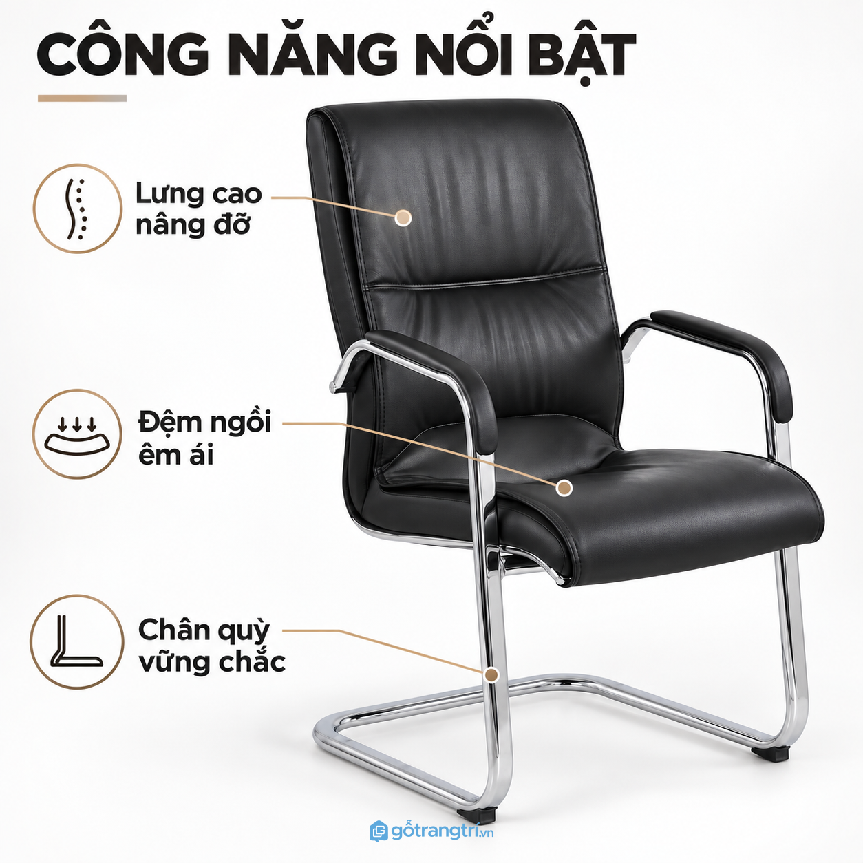 Kết cấu chân quỳ phù hợp phòng họp và tiếp khách