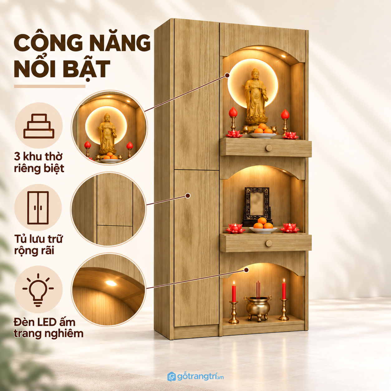 Khoang lưu trữ kín tiện lợi cho gia đình