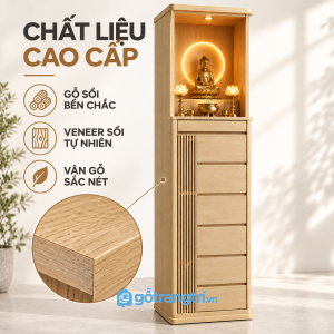 Khoang thờ kết hợp đèn LED ánh sáng ấm