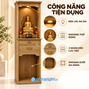 Khoang thờ, ngăn kéo và đèn LED tiện dụng