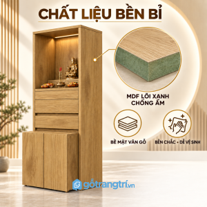 Khoang thờ riêng kết hợp đèn LED ánh sáng ấm