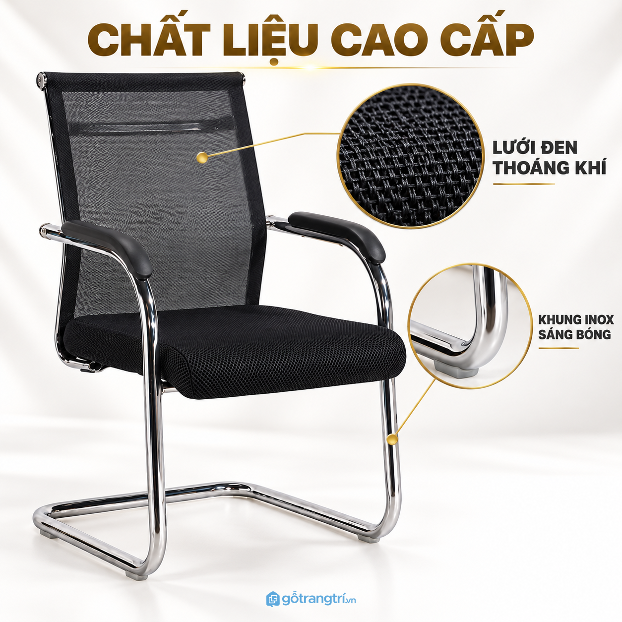 Khung kim loại bền, lưng lưới thông thoáng Khung kim loại bền, lưng lưới thông thoáng