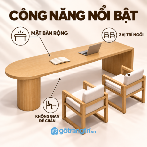 Mặt bàn dài rộng, dùng tốt cho một hoặc hai người