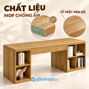Mặt bàn rộng, phù hợp làm việc với máy tính và tài liệu