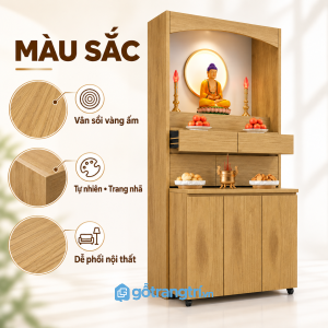 Màu gỗ sáng, vân gỗ tự nhiên