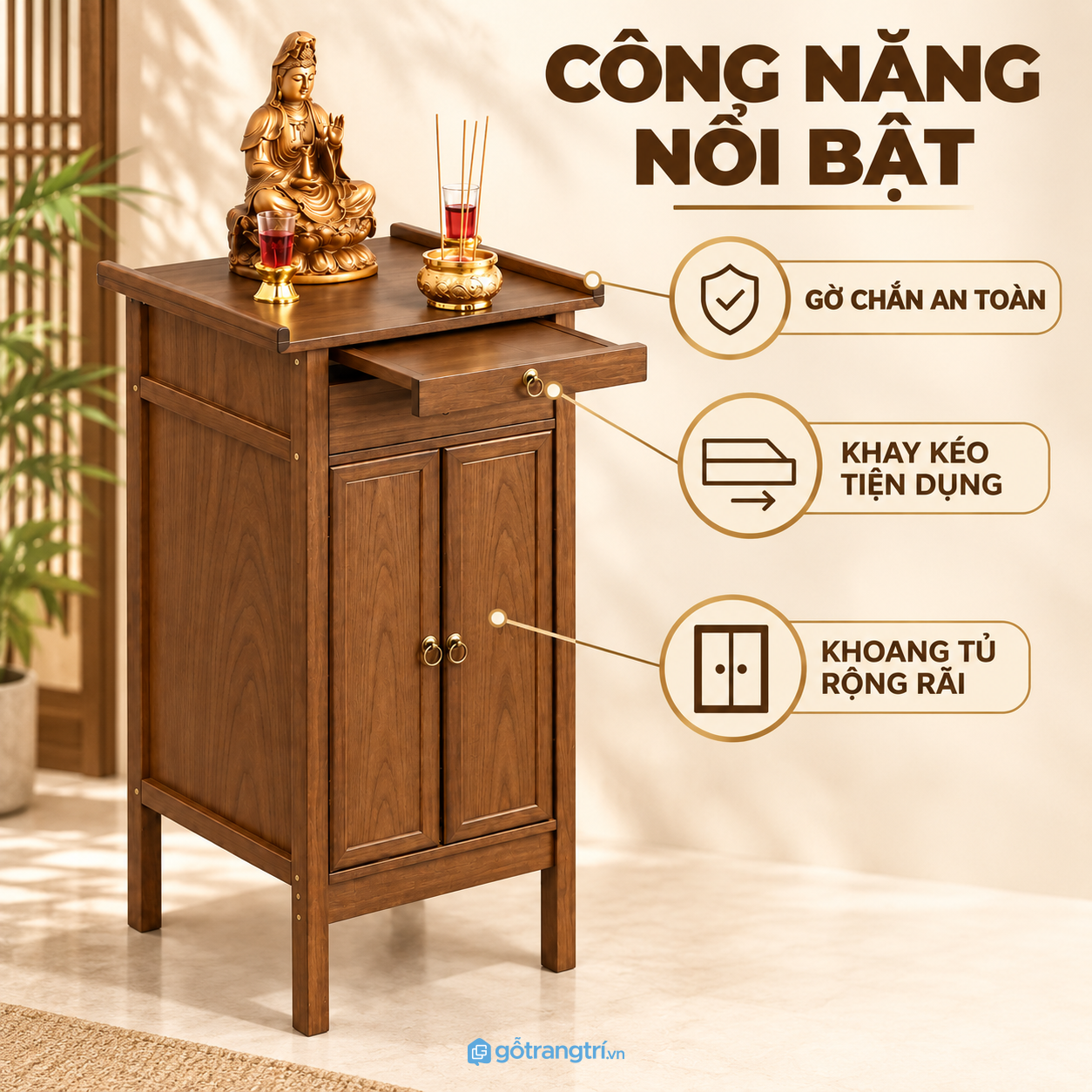 Ngăn kéo và khoang tủ kín tăng khả năng lưu trữ