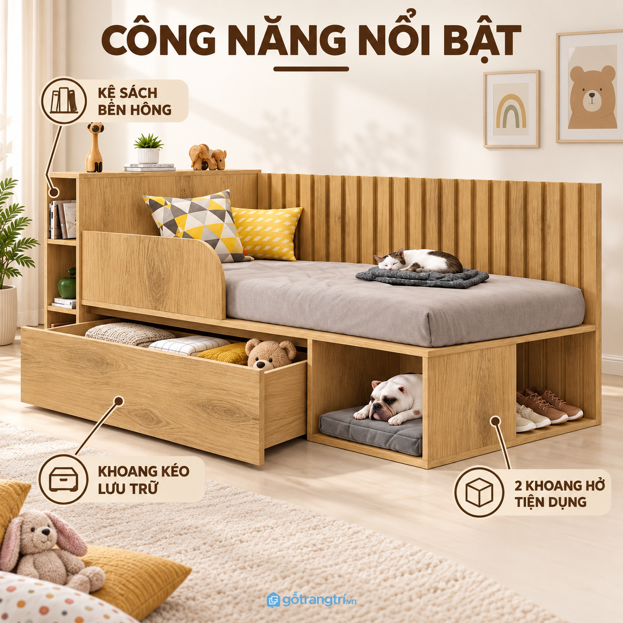Nhiều khoang lưu trữ, dễ sắp xếp đồ cho bé Nhiều khoang lưu trữ, dễ sắp xếp đồ cho bé