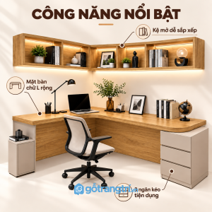 Nhiều khu vực lưu trữ cho tài liệu và vật dụng