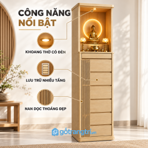 Nhiều ngăn kéo, thuận tiện lưu trữ đồ thờ