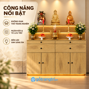 Nhiều ngăn lưu trữ, thuận tiện sắp xếp đồ thờ