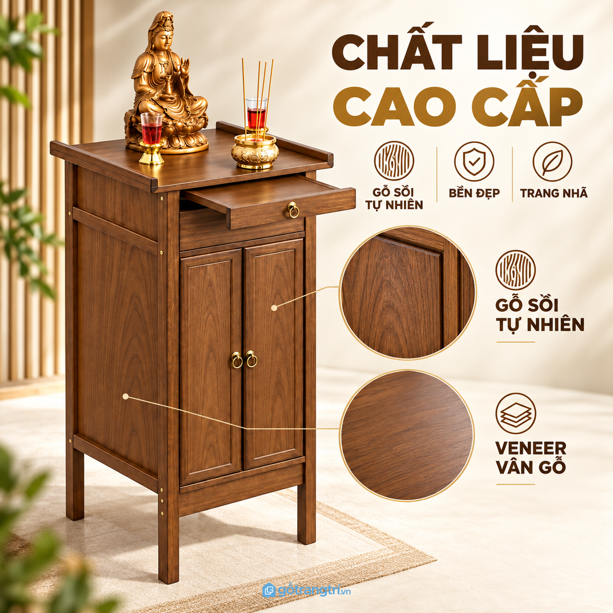 Phù hợp phòng khách và không gian thờ gia tiên