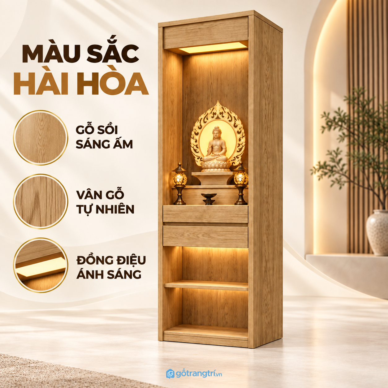 Phù hợp phòng khách và không gian thờ riêng