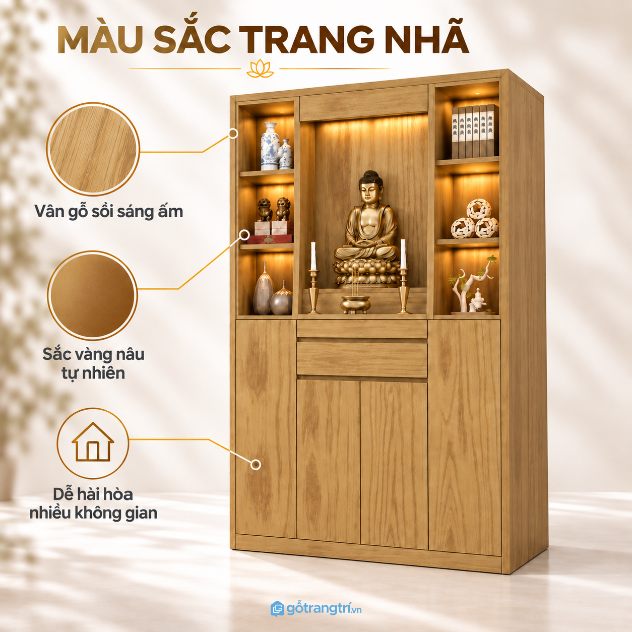 Màu gỗ tự nhiên tạo cảm giác ấm áp