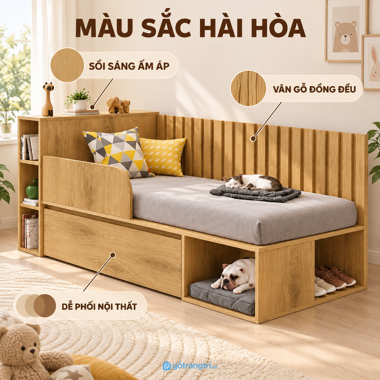 Phù hợp phòng trẻ em cần tiết kiệm diện tích Phù hợp phòng trẻ em cần tiết kiệm diện tích