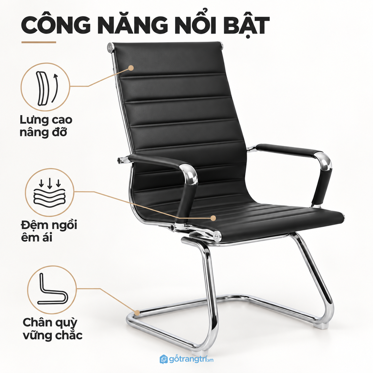 Tay vịn cố định thuận tiện khi họp và tiếp khách