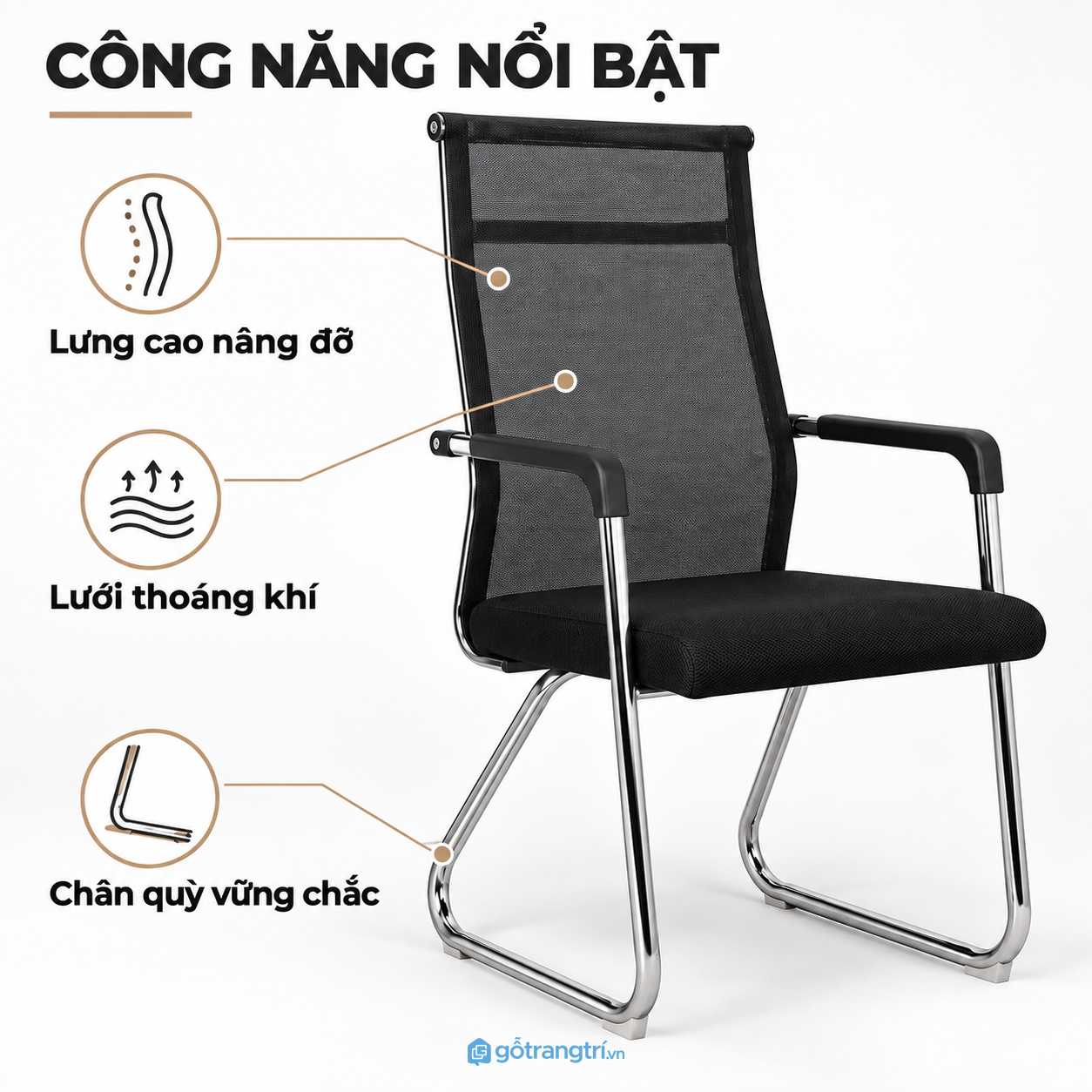 Tay vịn cố định và kết cấu phù hợp phòng họp