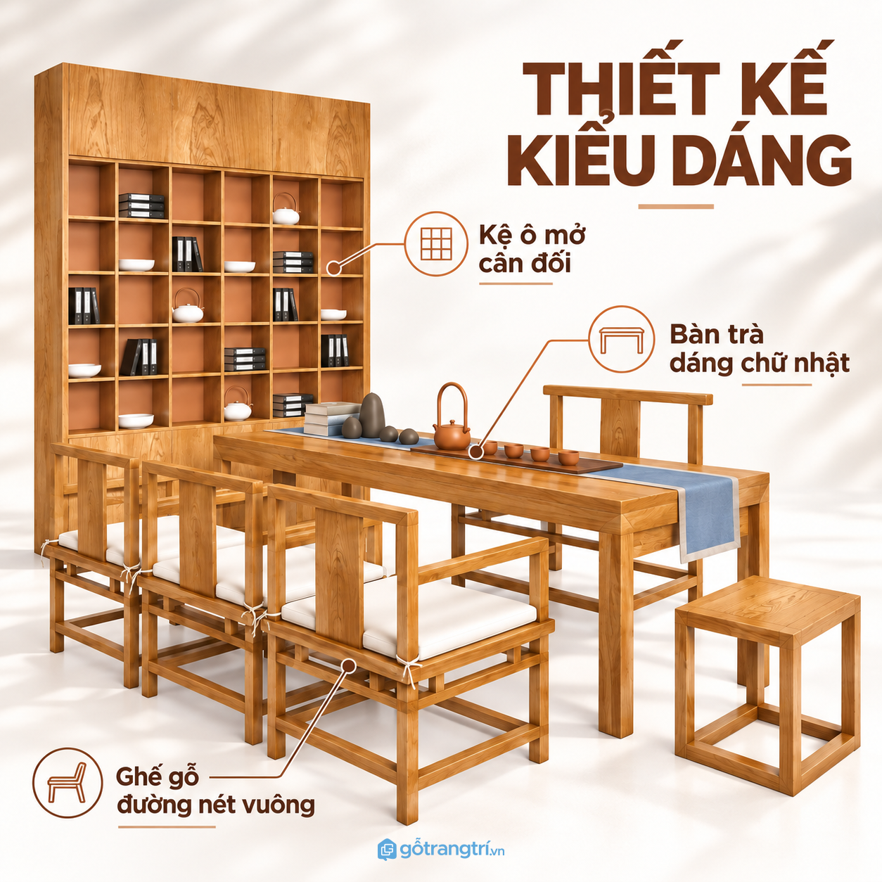 Thiết kế Á Đông với đường nét vuông vắn Thiết kế Á Đông với đường nét vuông vắn
