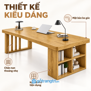 Thiết kế bàn chữ nhật hiện đại với mặt bàn rộng
