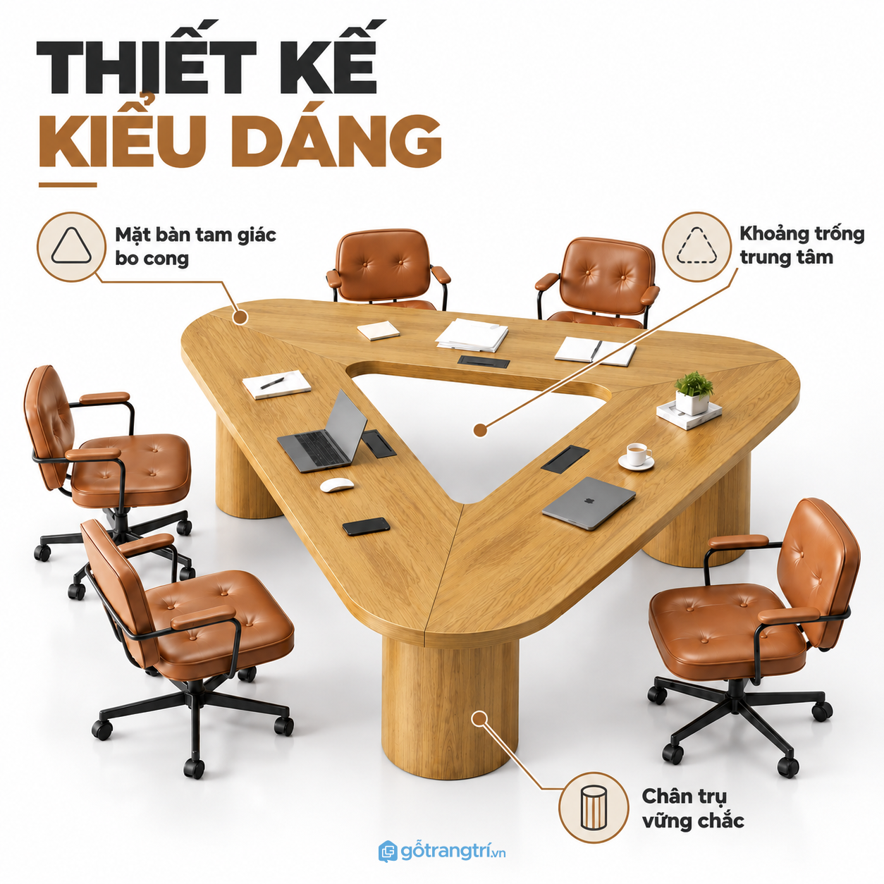 Thiết kế bo góc phù hợp làm việc theo nhóm