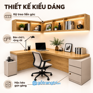 Thiết kế chữ L hiện đại, tận dụng góc phòng