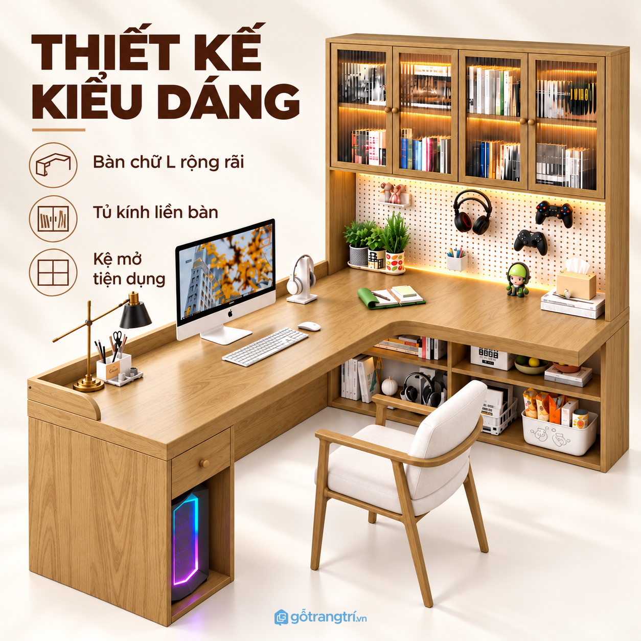 Thiết kế chữ L hiện đại, tận dụng tốt góc phòng