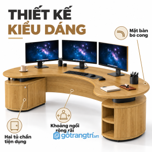 Thiết kế chữ U bo cong tạo vùng làm việc rộng