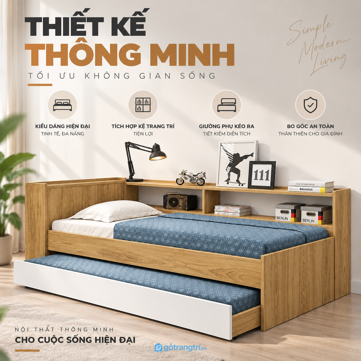 Thiết kế hiện đại, gọn hơn giường tầng truyền thống Thiết kế hiện đại, gọn hơn giường tầng truyền thống