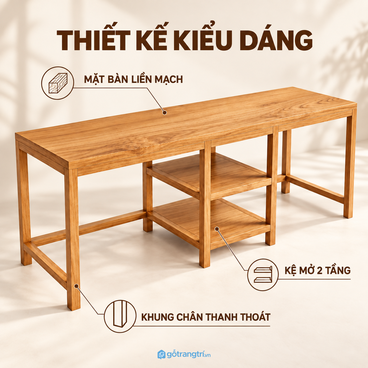 Thiết kế hiện đại, gọn mắt cho hai vị trí làm việc