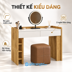 Thiết kế hiện đại, phối màu gỗ vàng và trắng