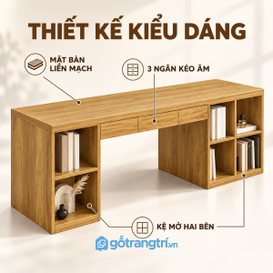 Thiết kế hiện đại, tạo thành một hệ bàn kệ đồng bộ