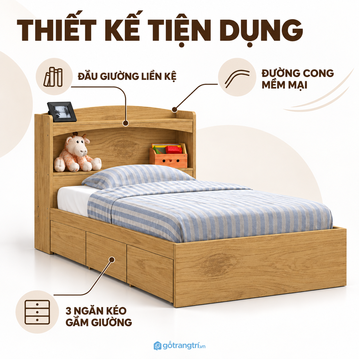 Thiết kế hiện đại với màu xám vân gỗ
