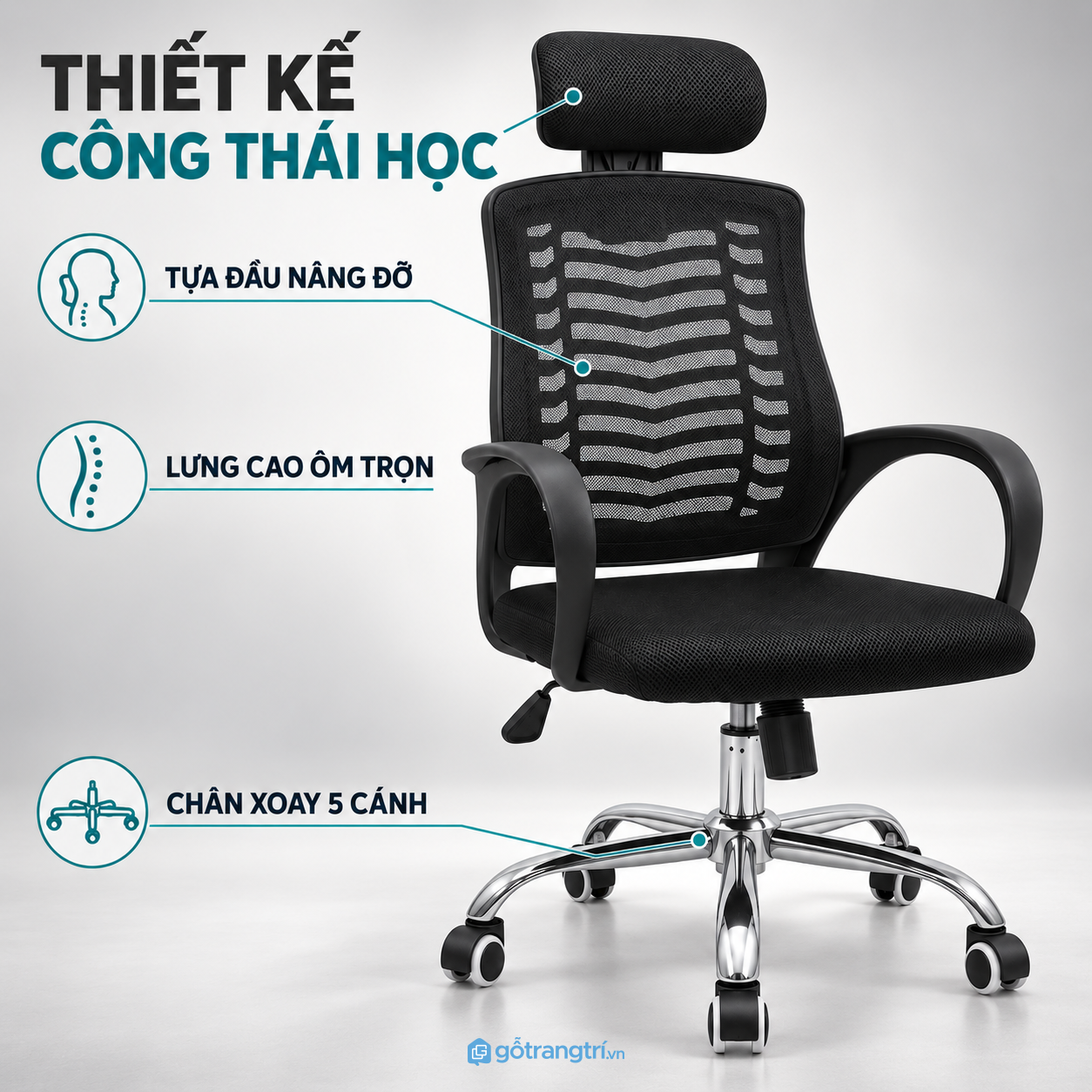 Thiết kế lưng cao có tựa đầu, kiểu dáng hiện đại Thiết kế lưng cao có tựa đầu, kiểu dáng hiện đại