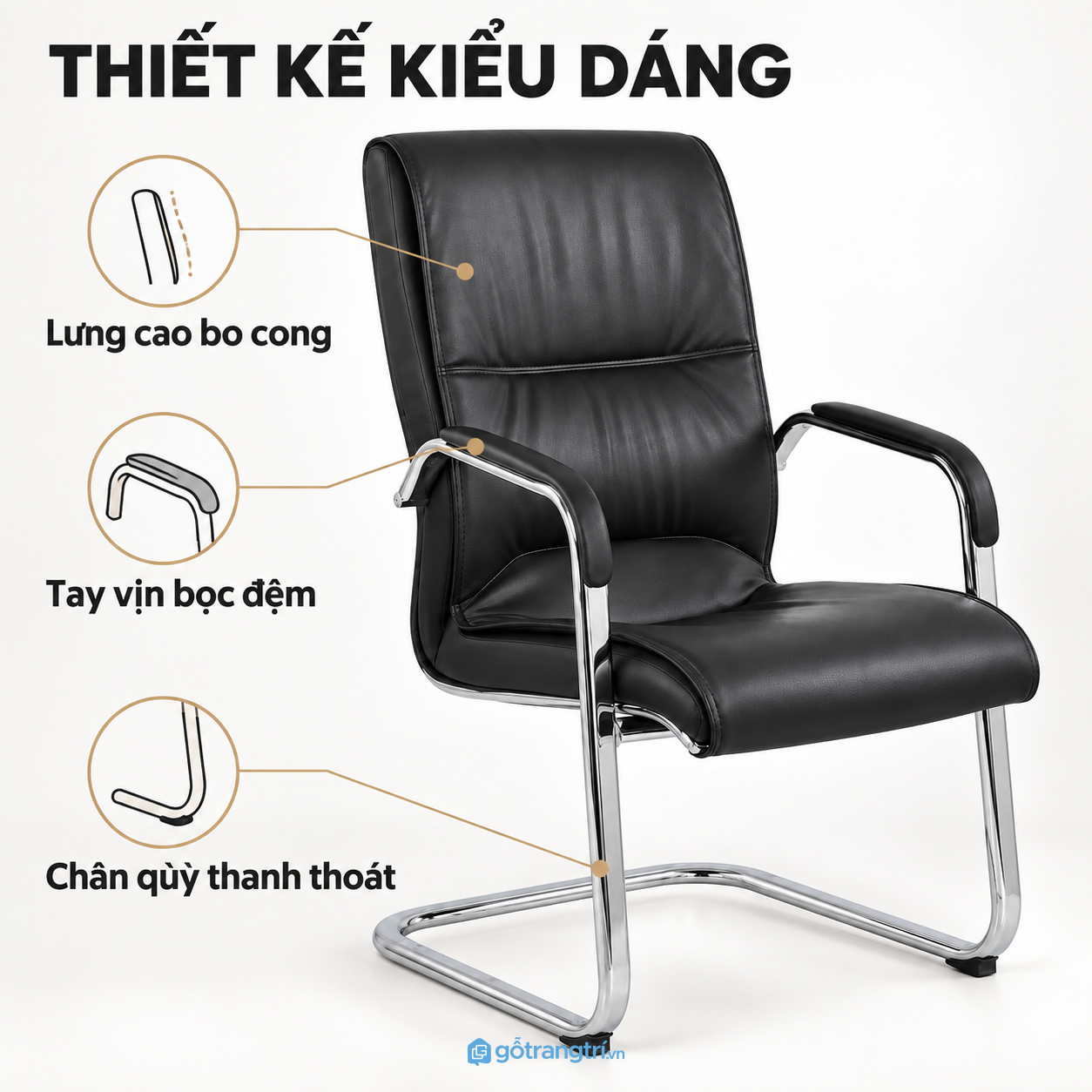 Thiết kế lưng cao hiện đại, hình thức gọn gàng