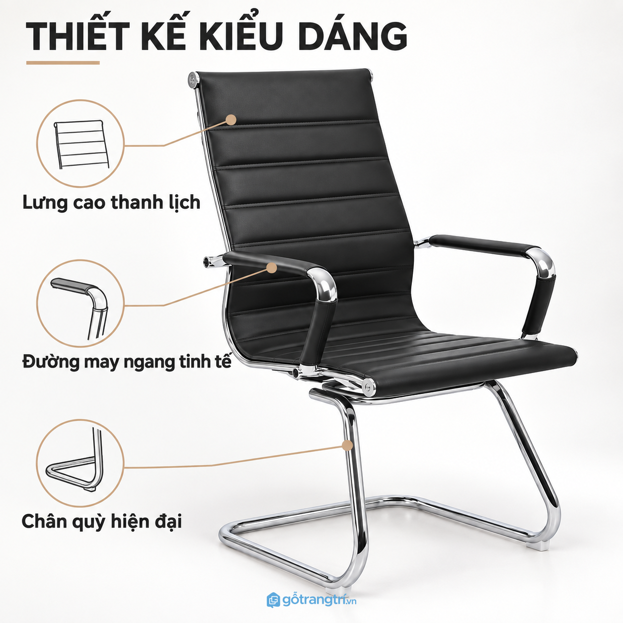 Thiết kế lưng cao thanh thoát, ít chi tiết thừa