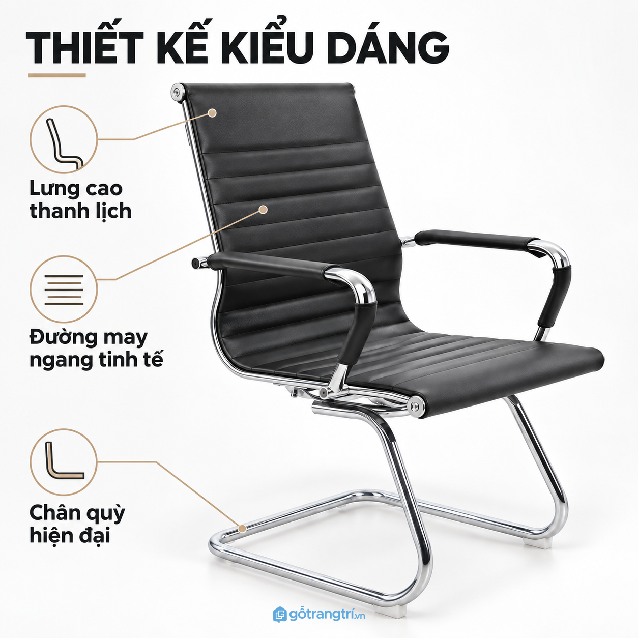 Thiết kế lưng thấp gọn gàng, dễ bố trí Thiết kế lưng thấp gọn gàng, dễ bố trí