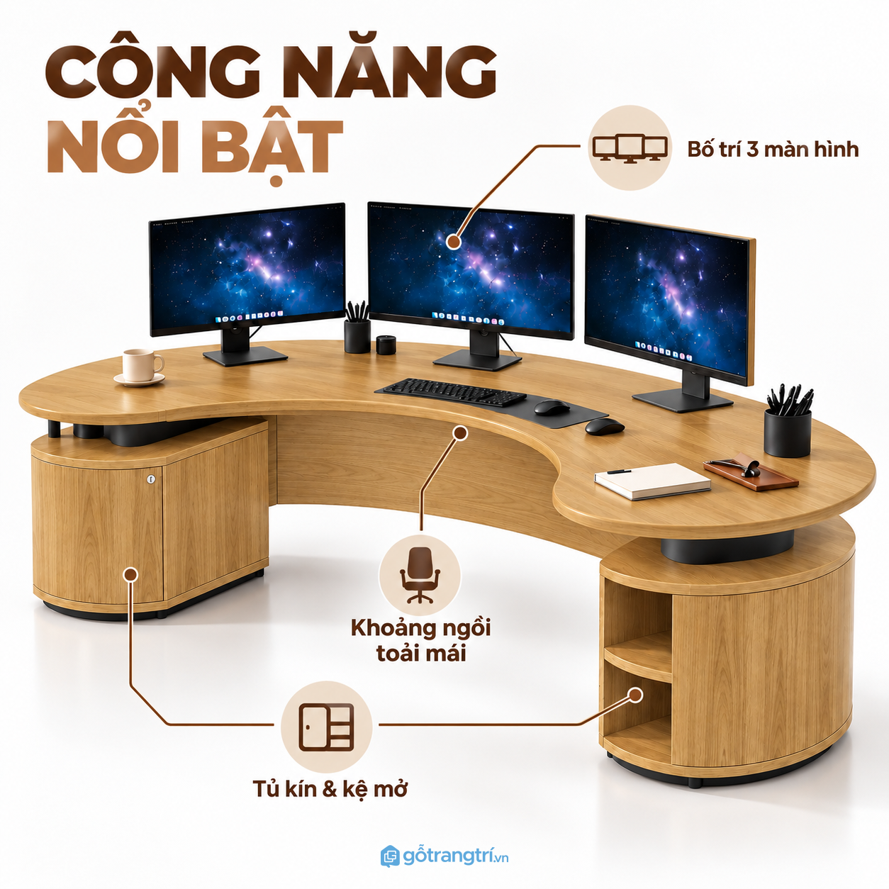 Tích hợp tủ và kệ tăng không gian lưu trữ