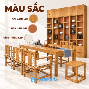 Tông màu gỗ tự nhiên ấm và dễ phối nội thất