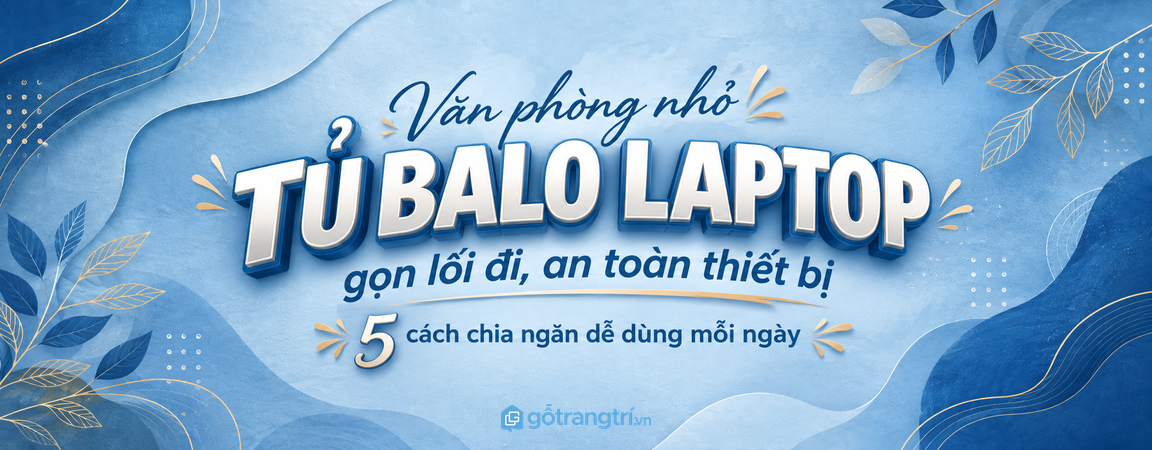 Tủ balo laptop cho văn phòng nhỏ: gọn lối đi, an toàn thiết bị và dễ bàn giao