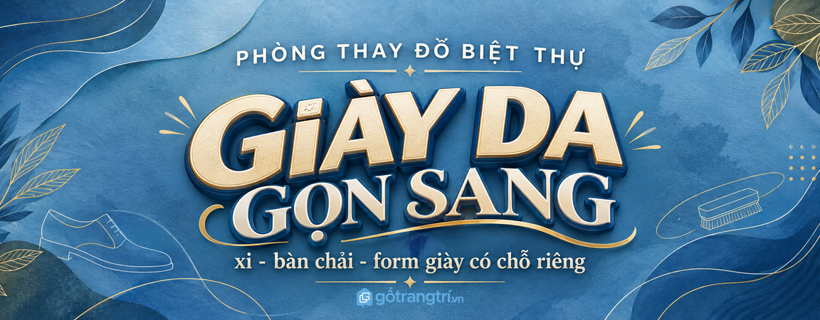 Tủ chăm sóc giày da phòng thay đồ biệt thự: gọn xi, sạch bàn chải và giữ form đẹp