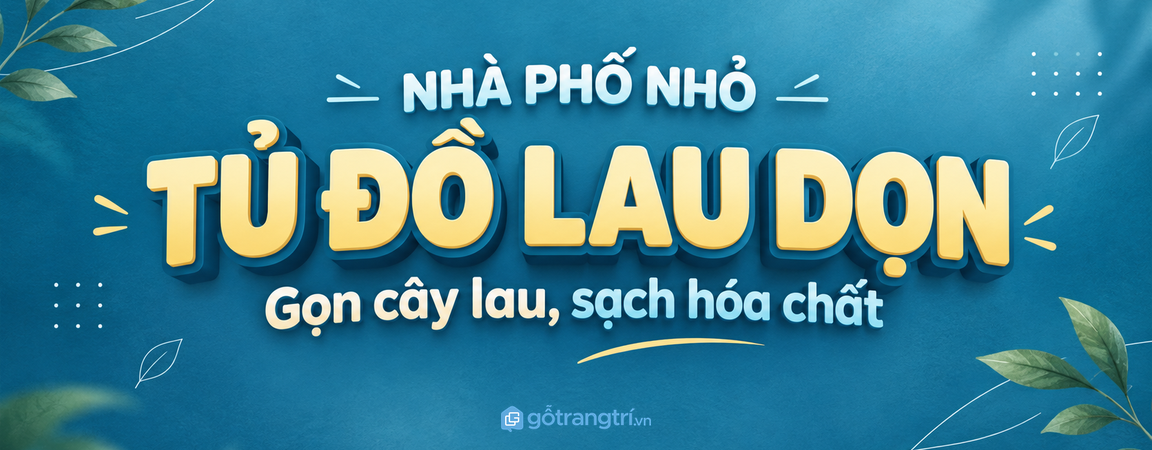 Tủ đồ lau dọn gầm cầu thang nhà phố nhỏ: gọn cây lau, sạch hóa chất và dễ lấy