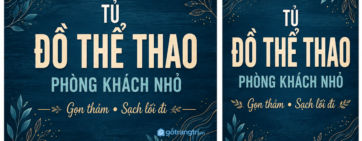 Tủ cất đồ thể thao phòng khách nhỏ: gọn thảm, sạch lối đi và dễ tập mỗi ngày