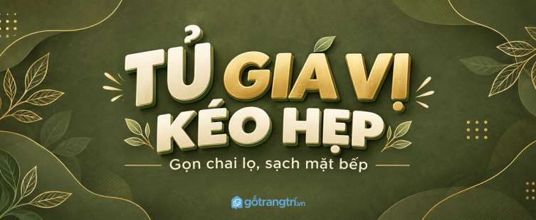 Tủ gia vị kéo hẹp cho bếp nhỏ: gọn chai lọ, sạch mặt bếp và dễ nấu mỗi ngày